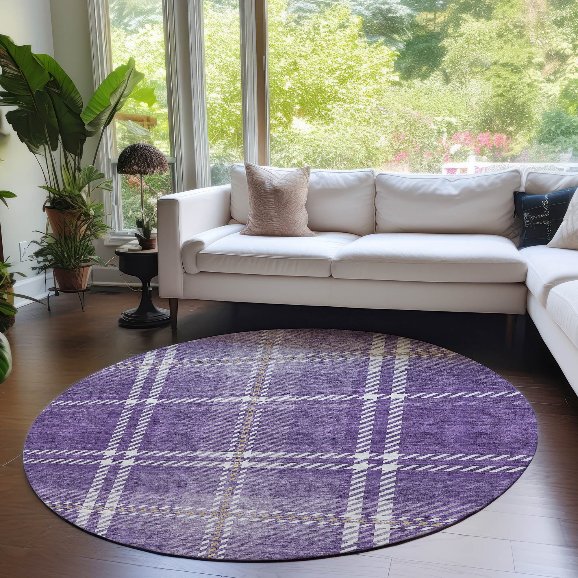 Addison Rugs Spiral Whispers Purple Washable Indoor-Outdoor Rug