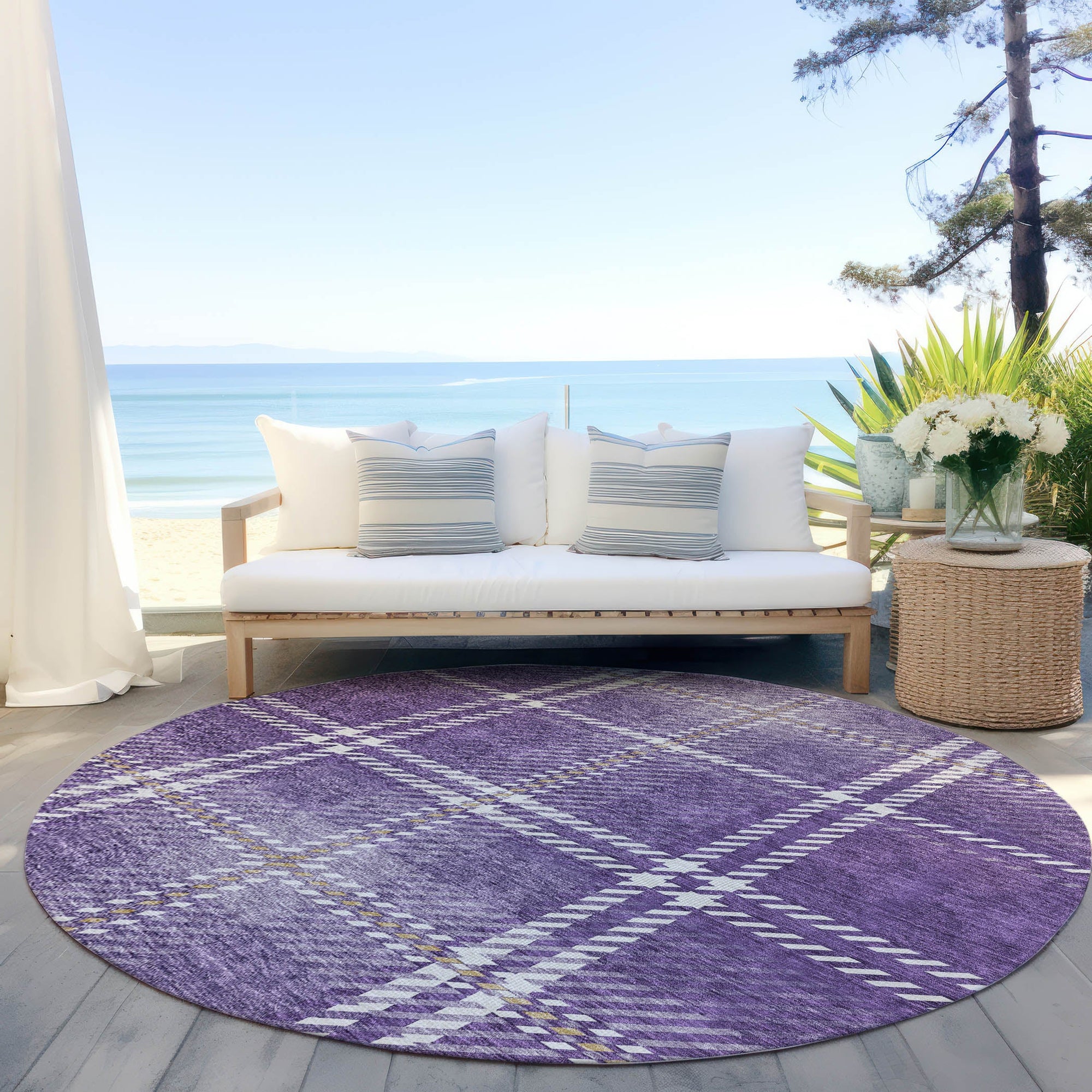Addison Rugs Spiral Whispers Purple Washable Indoor-Outdoor Rug