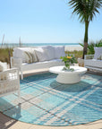 Addison Rugs Spiral Whispers Teal Washable Indoor-Outdoor Rug