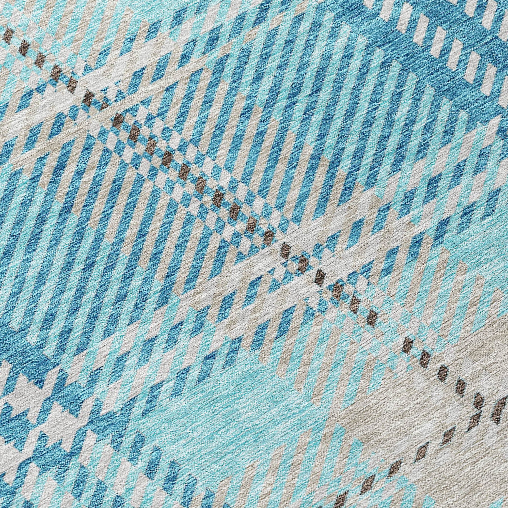 Addison Rugs Spiral Whispers Teal Washable Indoor-Outdoor Rug