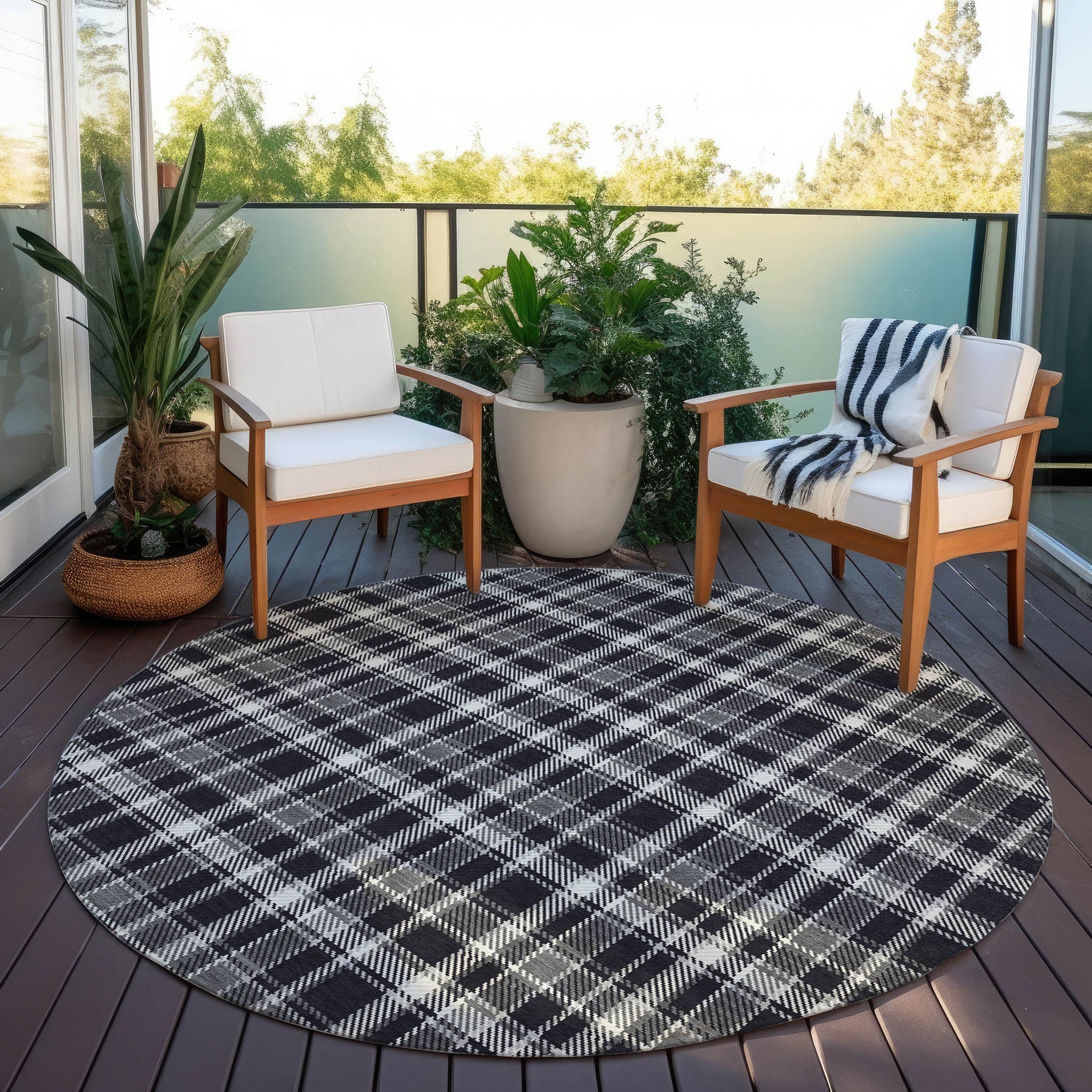 Addison Rugs Still Bloom Black Washable Indoor-Outdoor Rug
