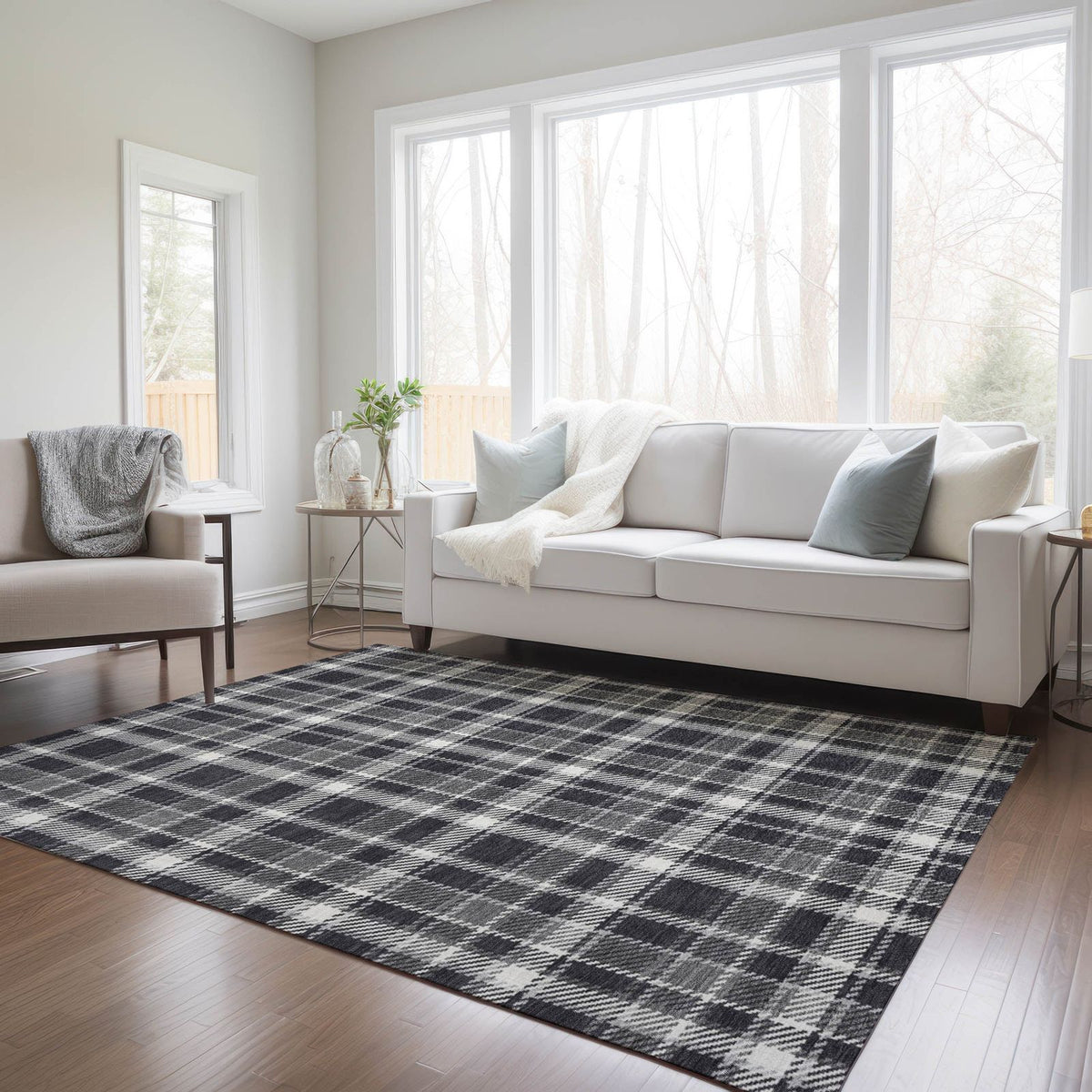 Addison Rugs Still Bloom Black Washable Indoor-Outdoor Rug