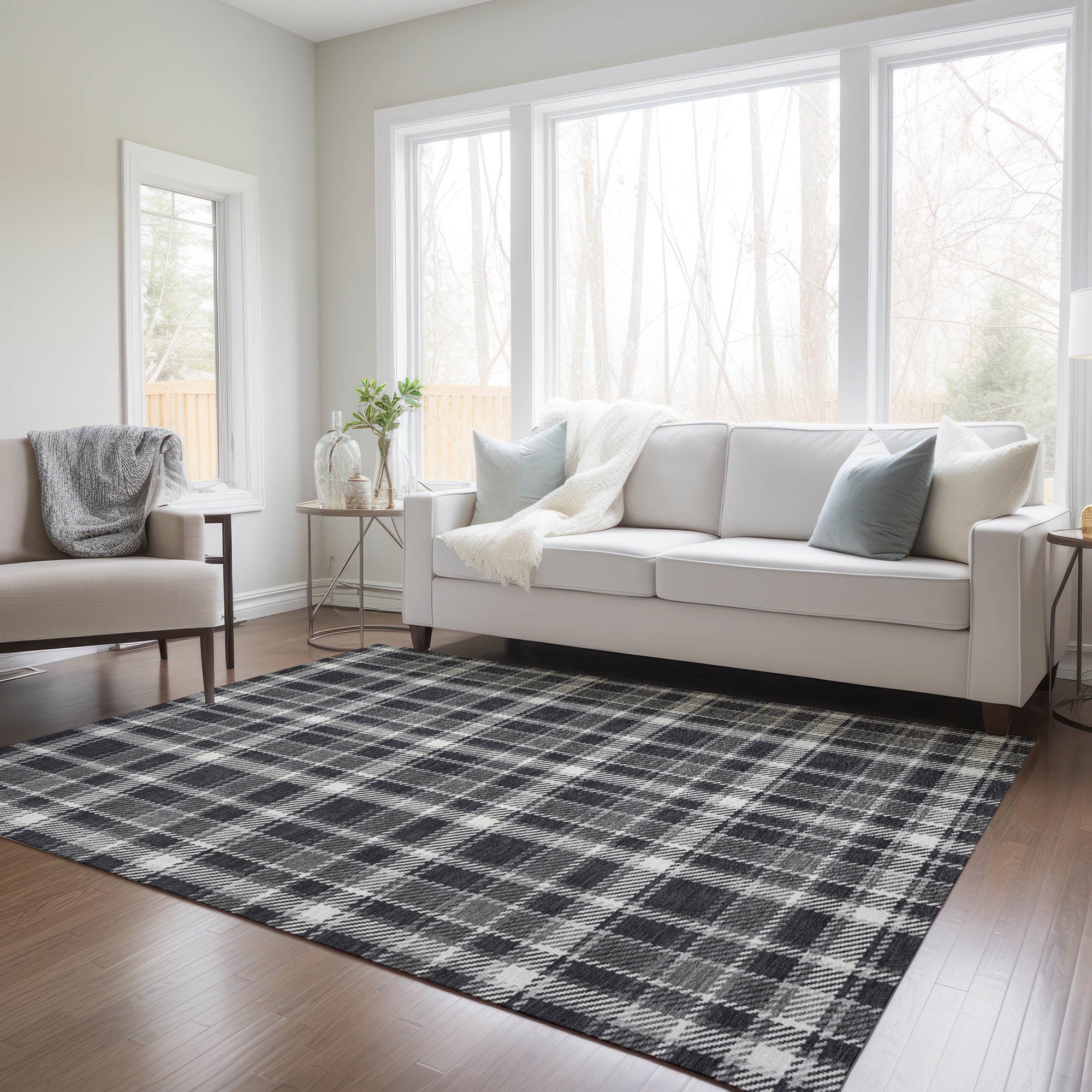 Addison Rugs Still Bloom Black Washable Indoor-Outdoor Rug