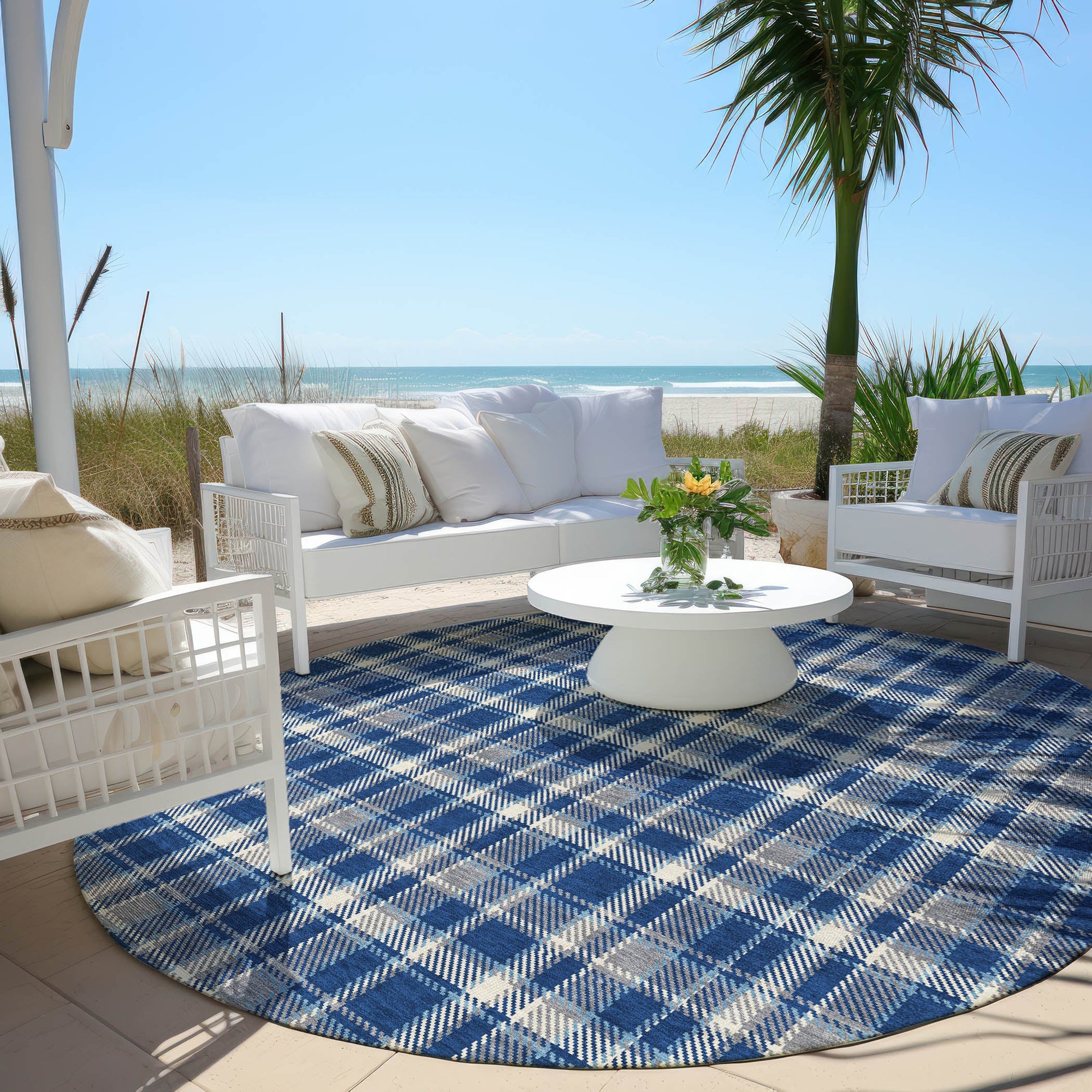 Addison Rugs Still Bloom Blue Washable Indoor-Outdoor Rug