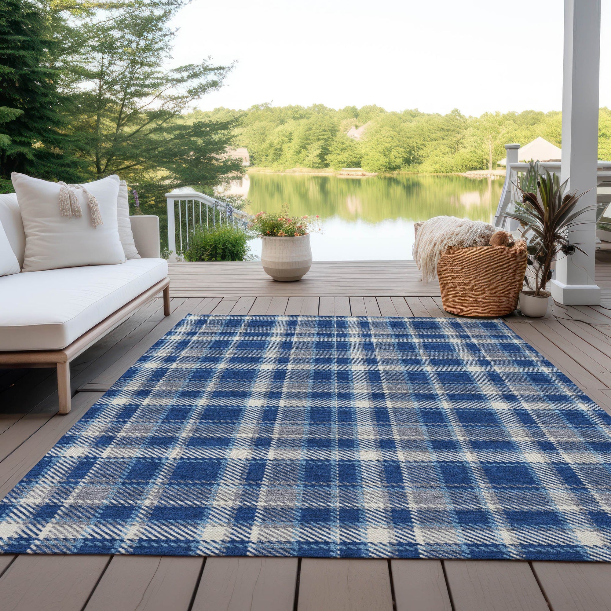 Addison Rugs Still Bloom Blue Washable Indoor-Outdoor Rug