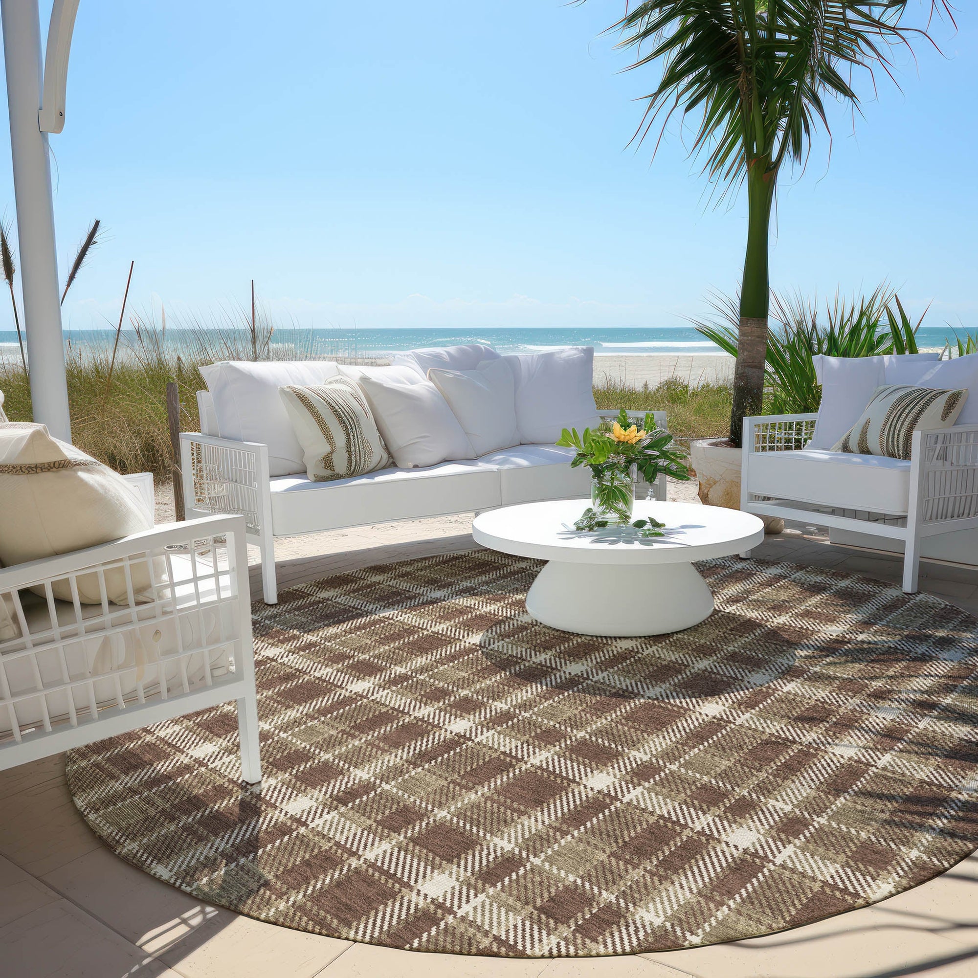 Addison Rugs Still Bloom Brown Washable Indoor-Outdoor Rug