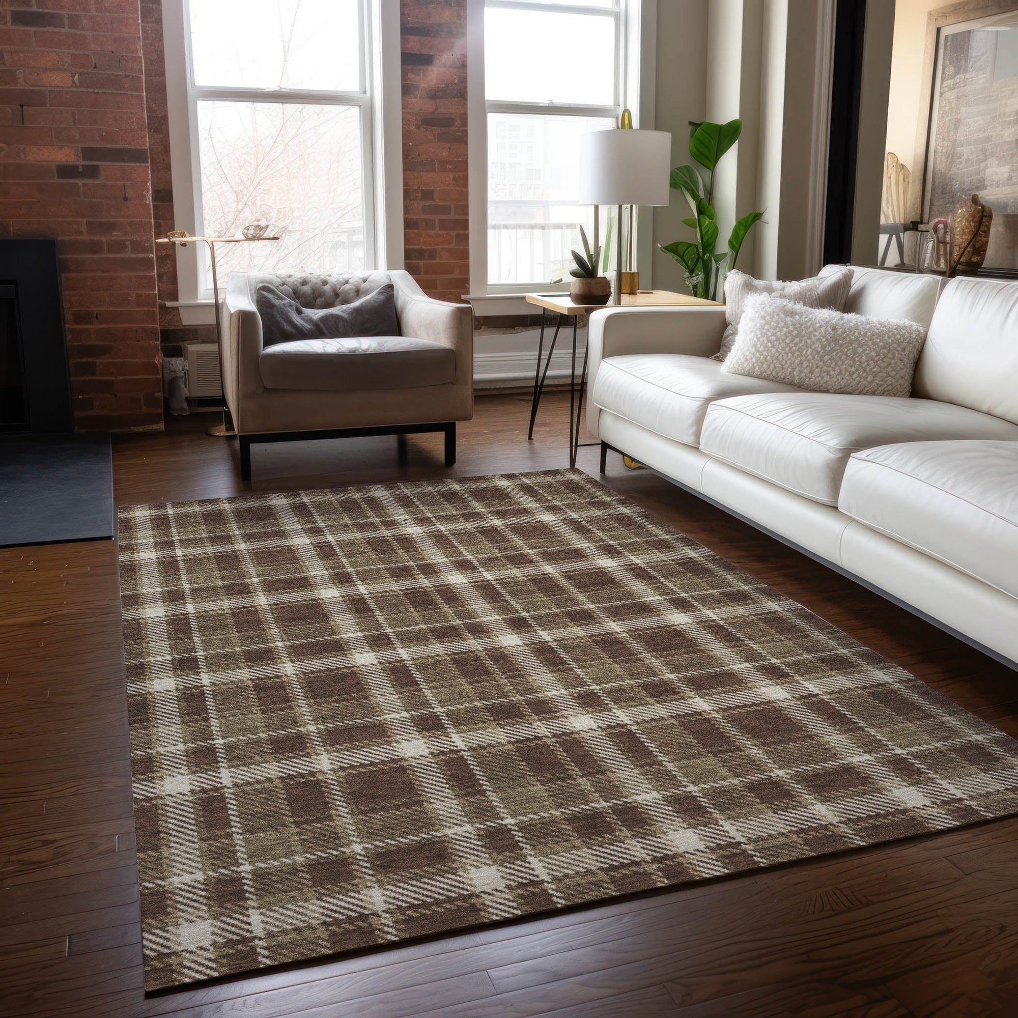 Addison Rugs Still Bloom Brown Washable Indoor-Outdoor Rug