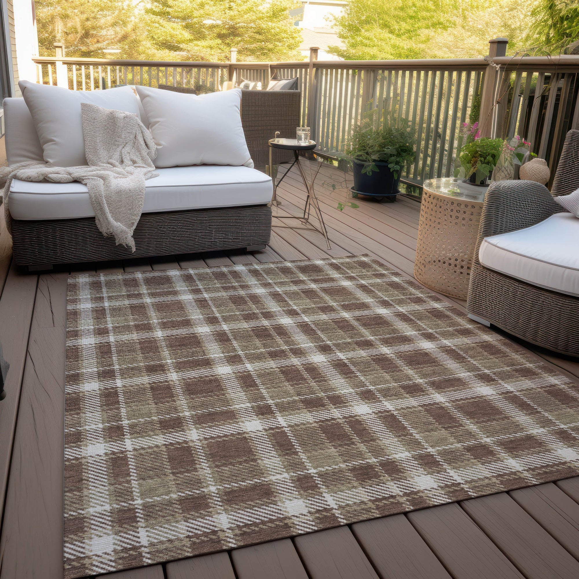 Addison Rugs Still Bloom Brown Washable Indoor-Outdoor Rug