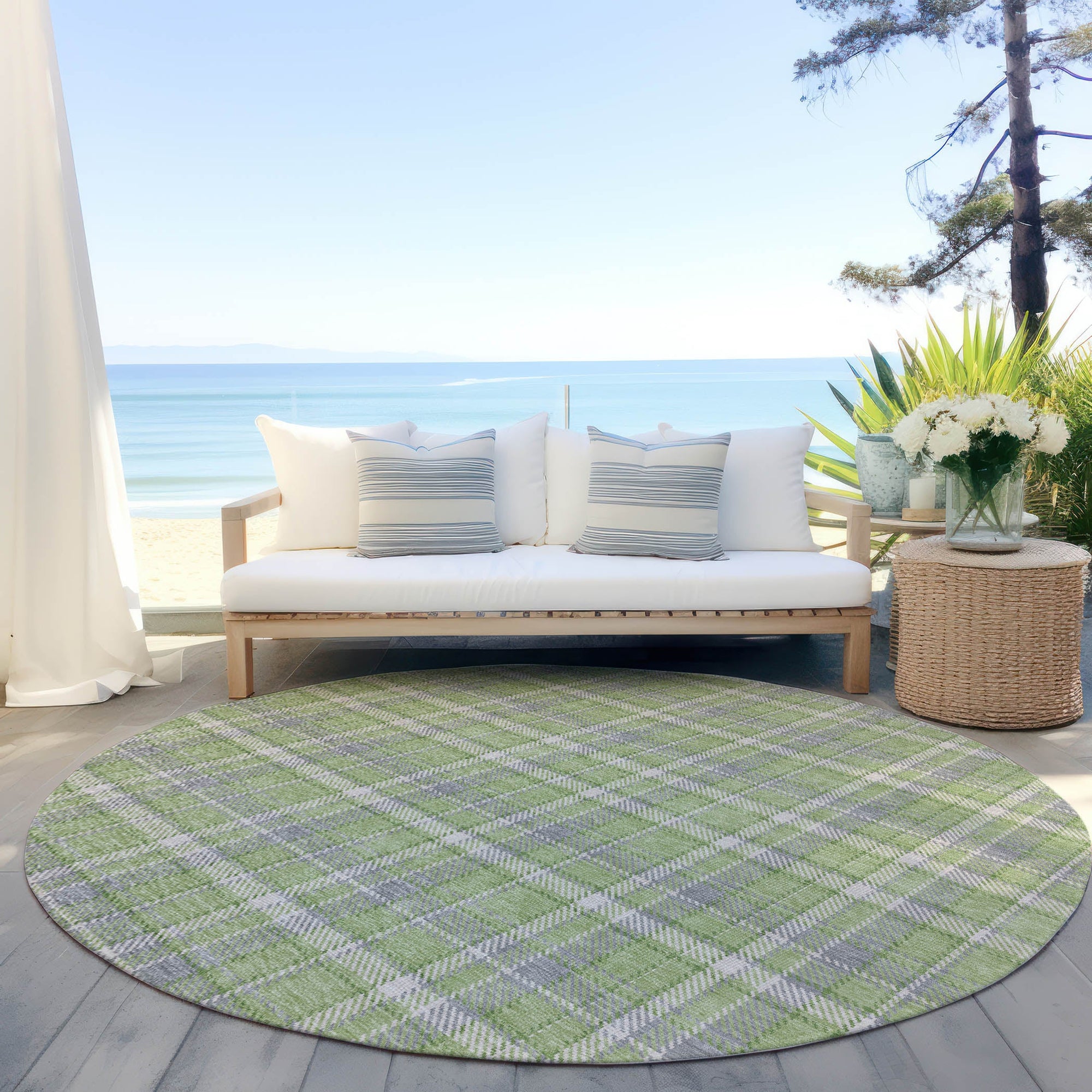 Addison Rugs Still Bloom Green Washable Indoor-Outdoor Rug