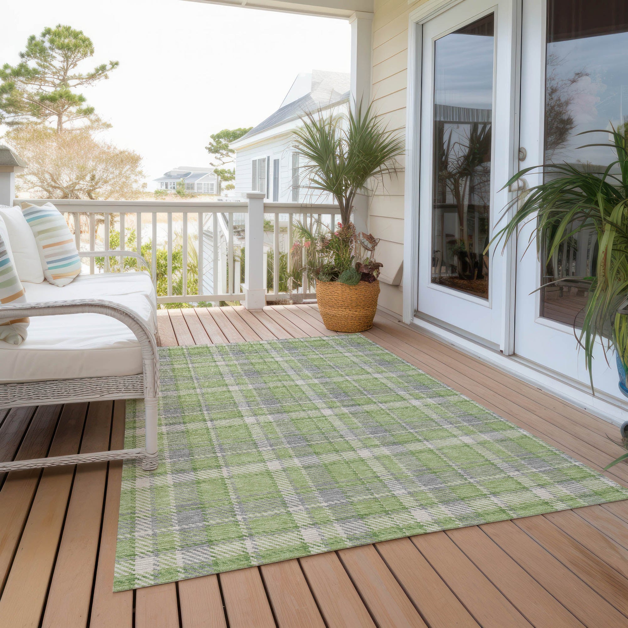 Addison Rugs Still Bloom Green Washable Indoor-Outdoor Rug