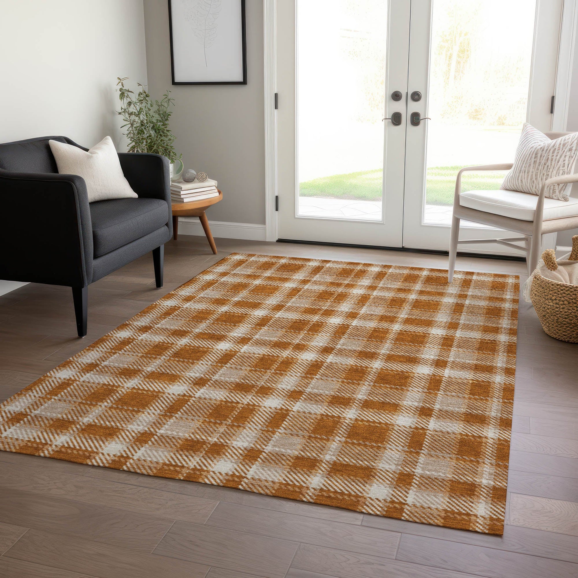 Addison Rugs Still Bloom Orange Washable Indoor-Outdoor Rug
