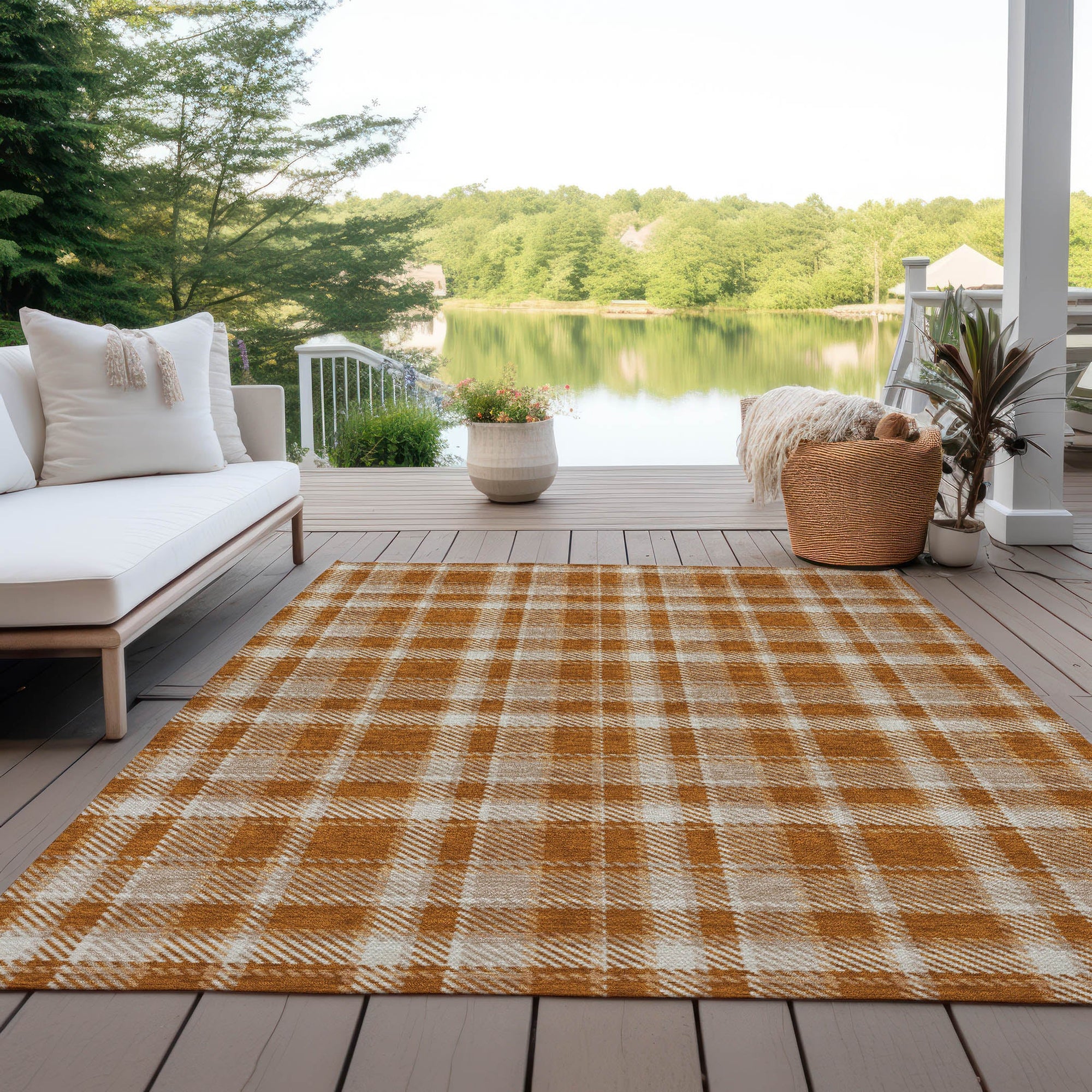 Addison Rugs Still Bloom Orange Washable Indoor-Outdoor Rug