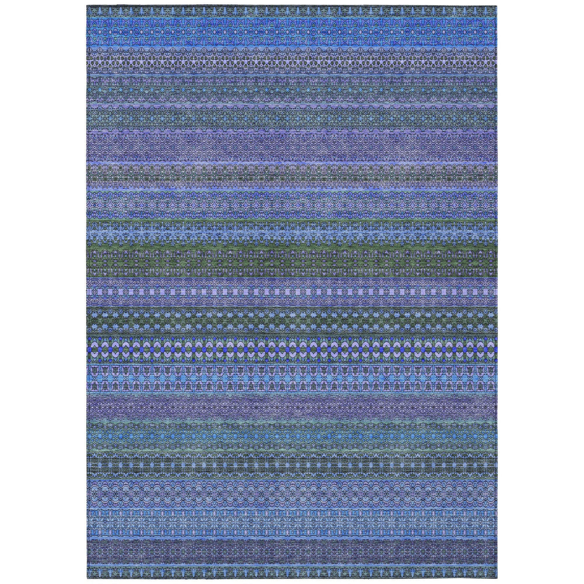 Addison Rugs Stripes Blue Washable Indoor-Outdoor Rug