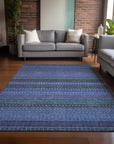 Addison Rugs Stripes Blue Washable Indoor-Outdoor Rug