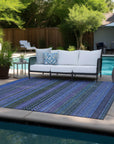 Addison Rugs Stripes Blue Washable Indoor-Outdoor Rug
