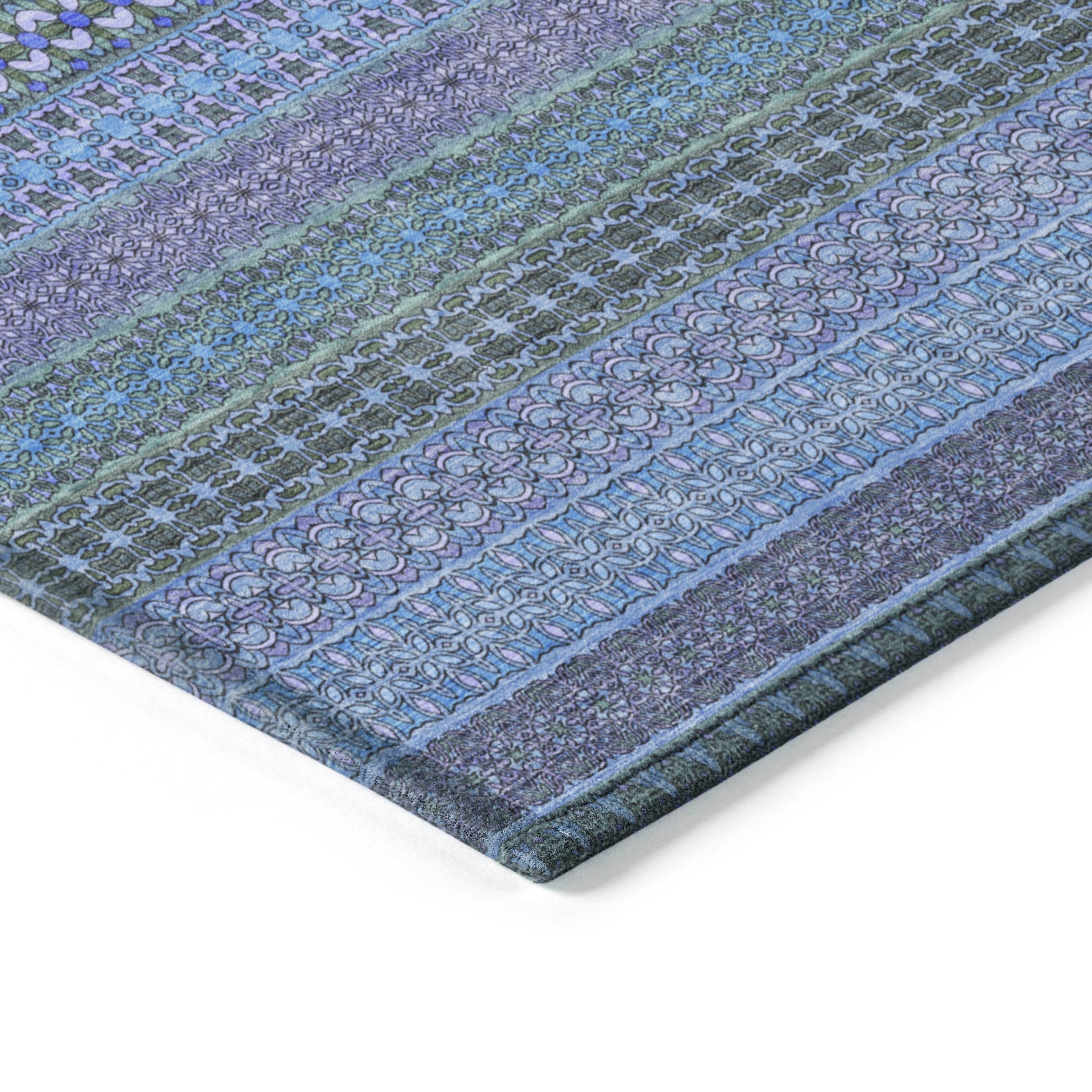 Addison Rugs Stripes Blue Washable Indoor-Outdoor Rug