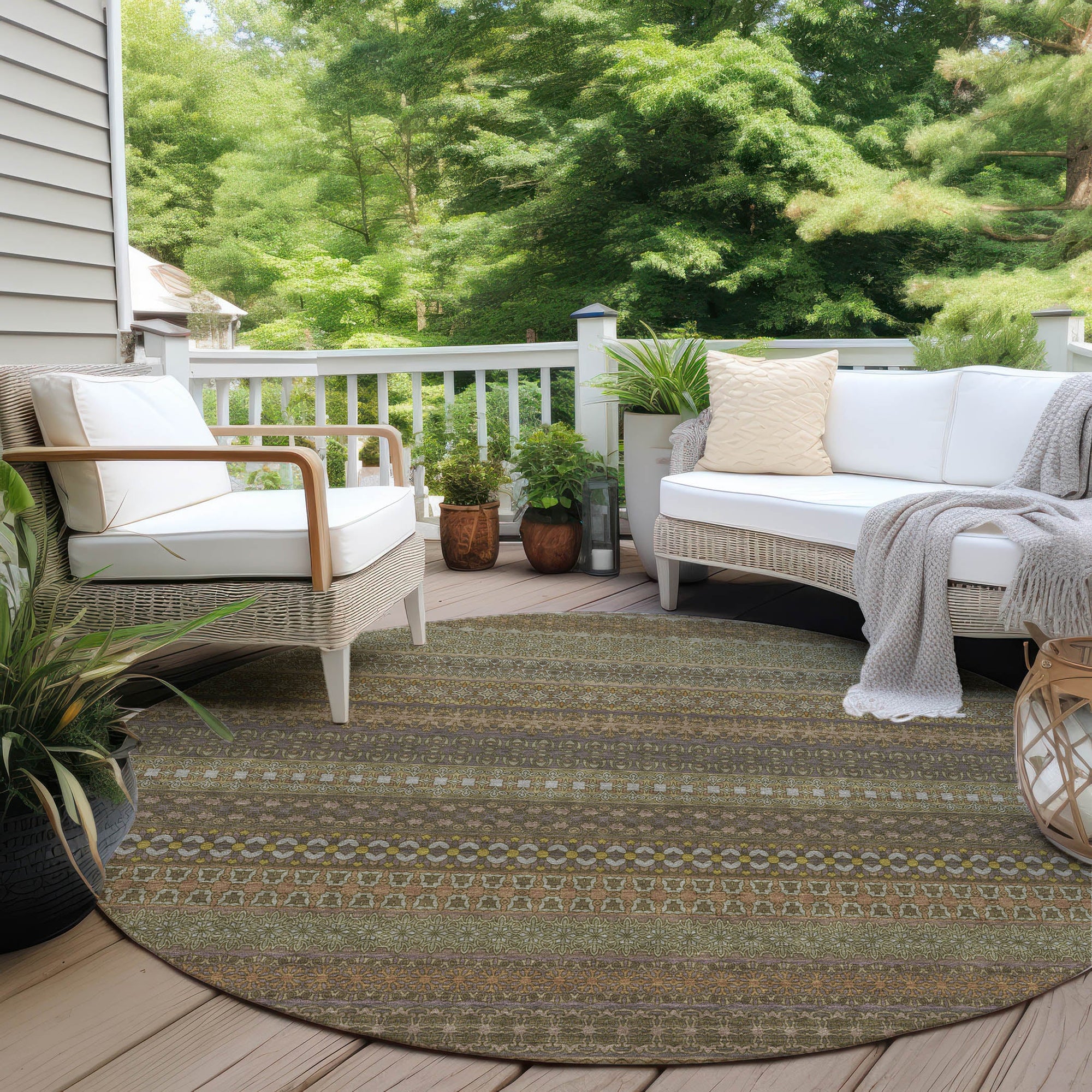 Addison Rugs Stripes Brown Washable Indoor-Outdoor Rug