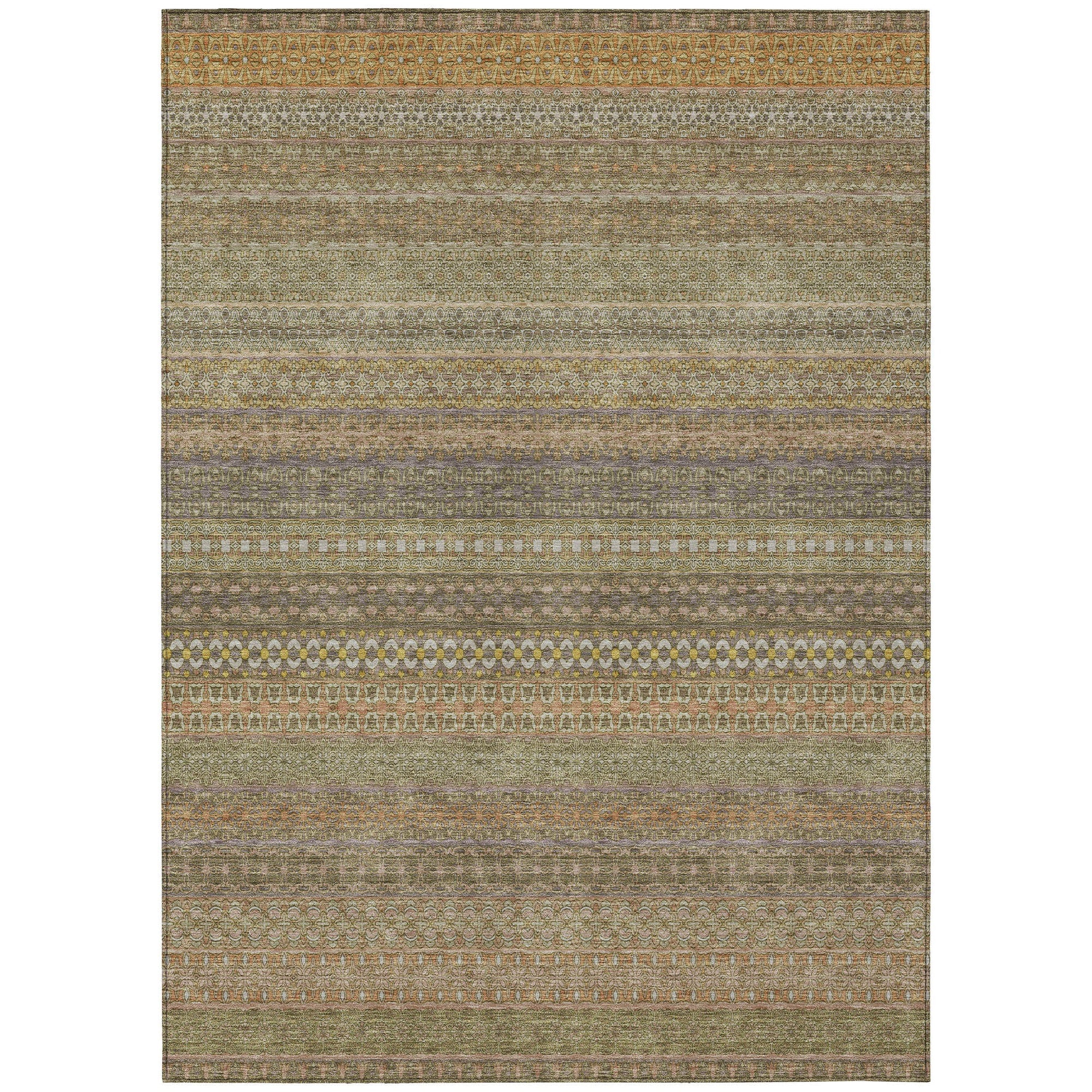Addison Rugs Stripes Brown Washable Indoor-Outdoor Rug