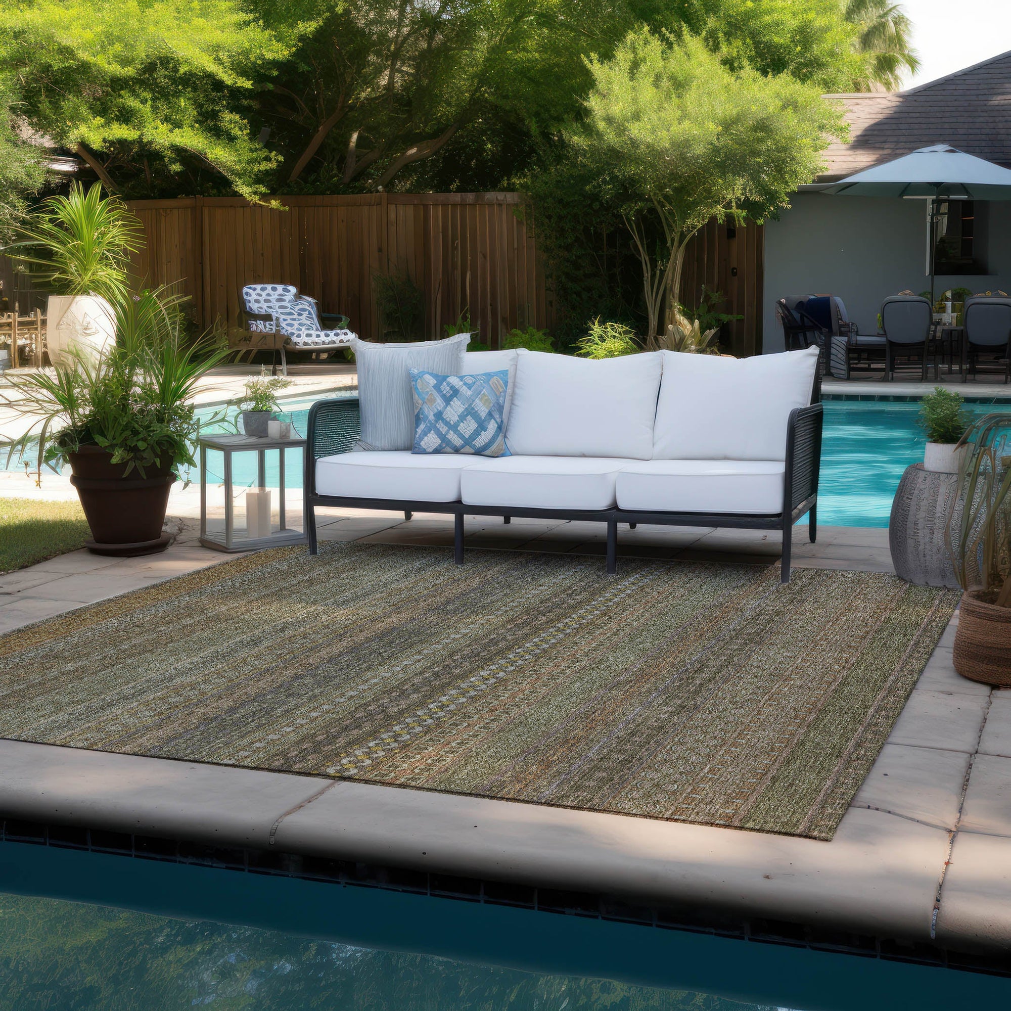 Addison Rugs Stripes Brown Washable Indoor-Outdoor Rug