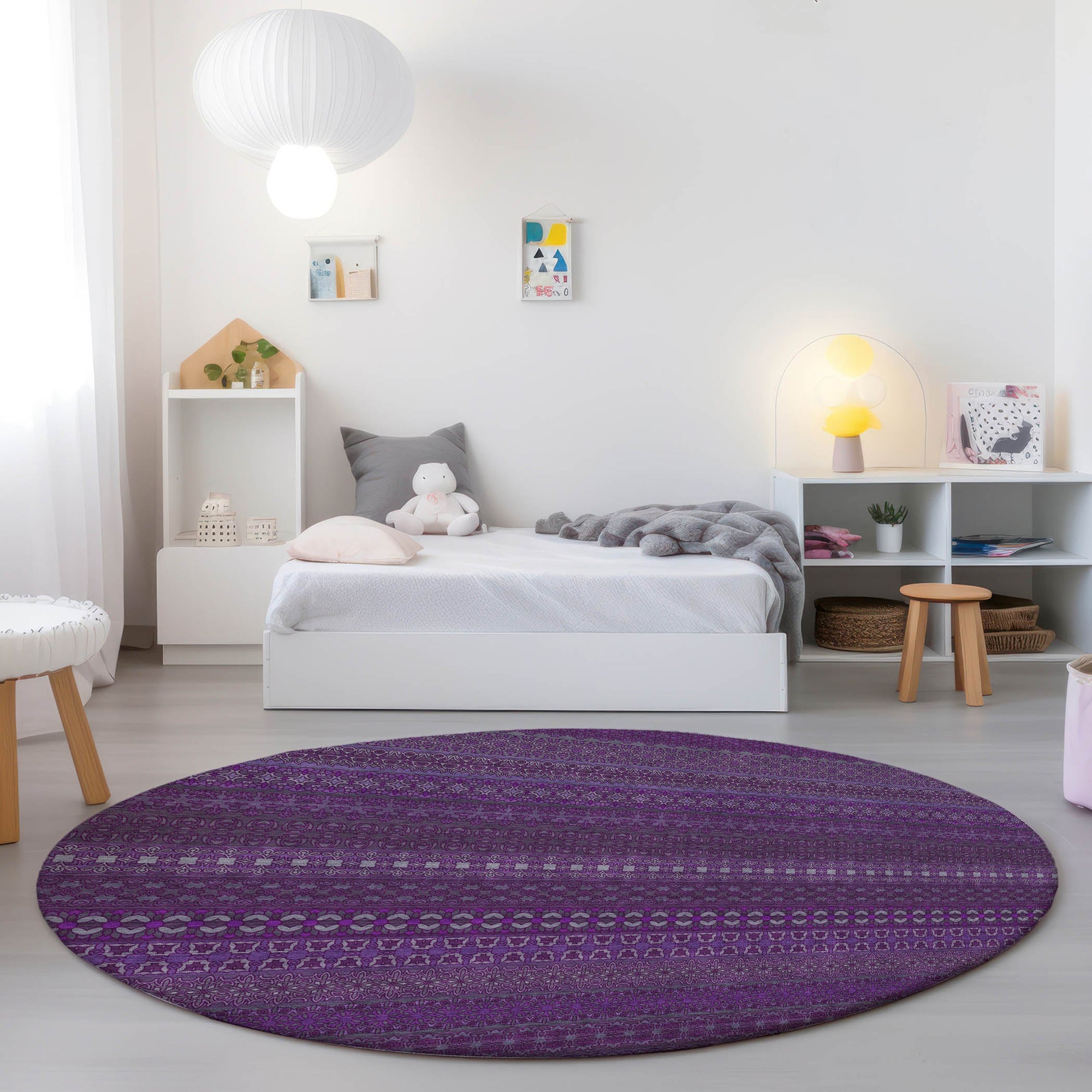 Addison Rugs Stripes Eggplant Washable Indoor-Outdoor Rug