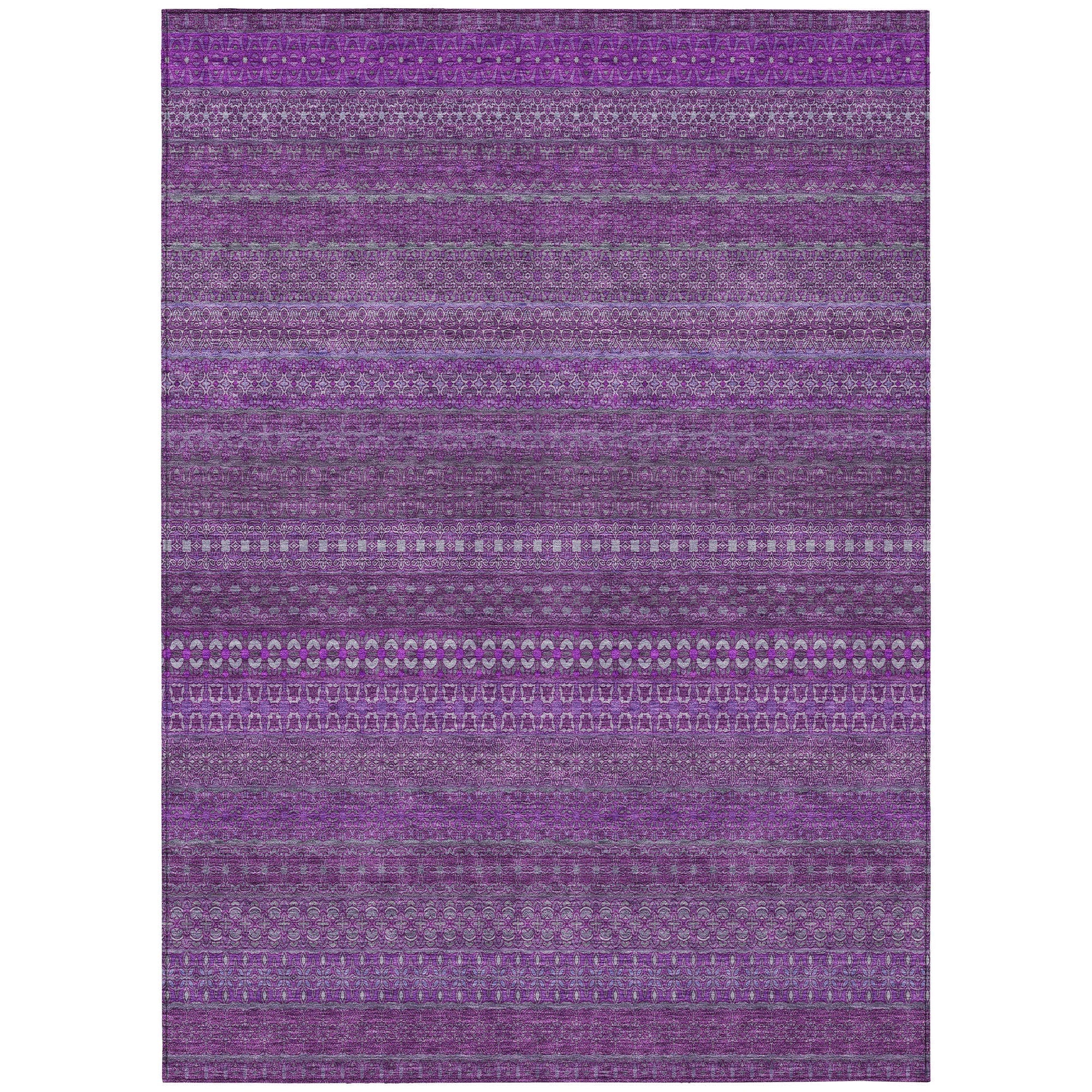 Addison Rugs Stripes Eggplant Washable Indoor-Outdoor Rug