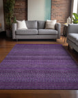 Addison Rugs Stripes Eggplant Washable Indoor-Outdoor Rug
