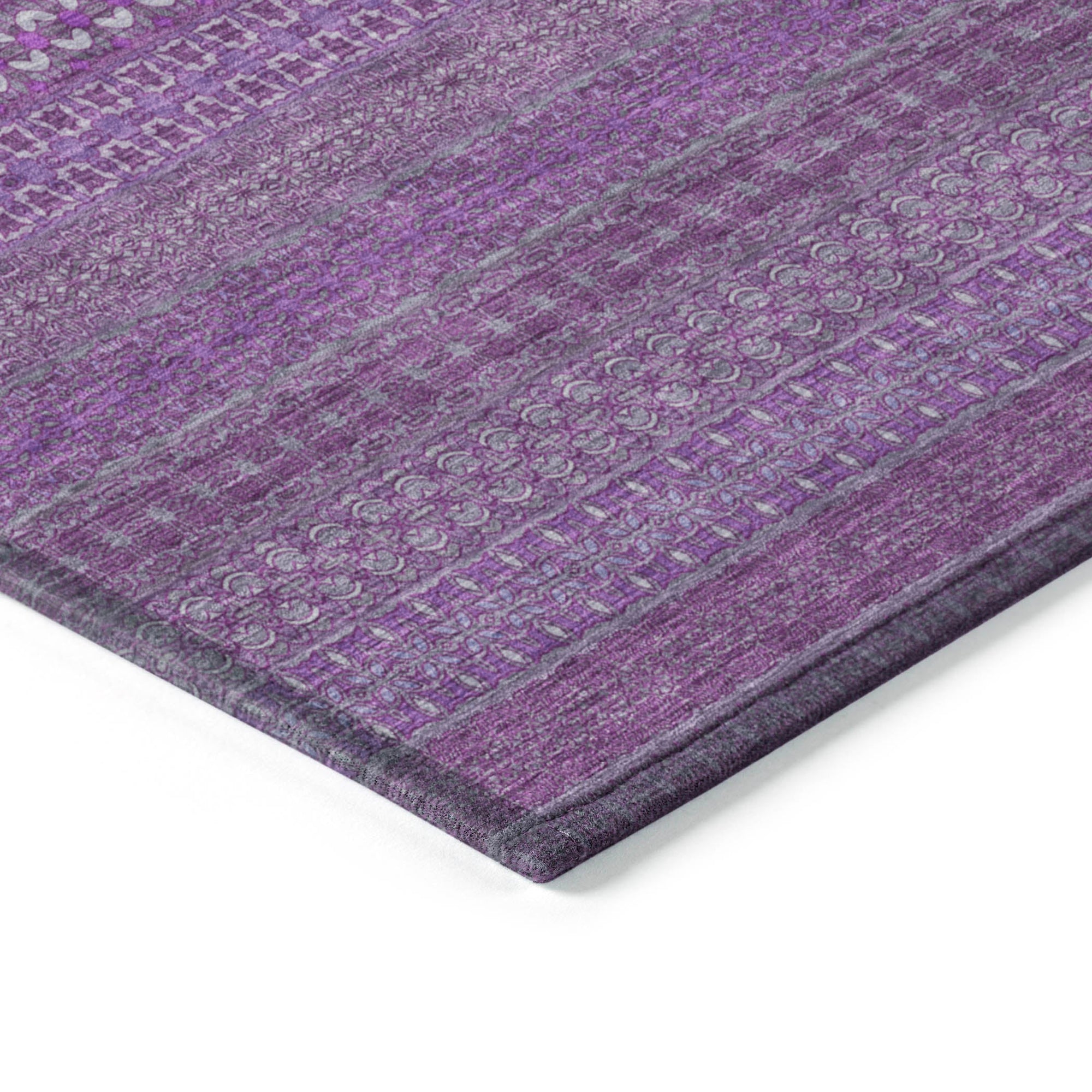 Addison Rugs Stripes Eggplant Washable Indoor-Outdoor Rug