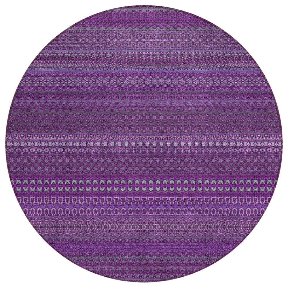 Addison Rugs Stripes Eggplant Washable Indoor-Outdoor Rug
