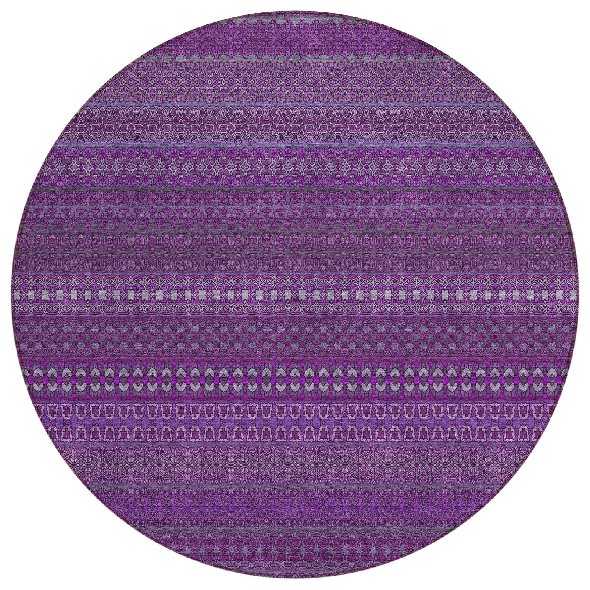 Addison Rugs Stripes Eggplant Washable Indoor-Outdoor Rug