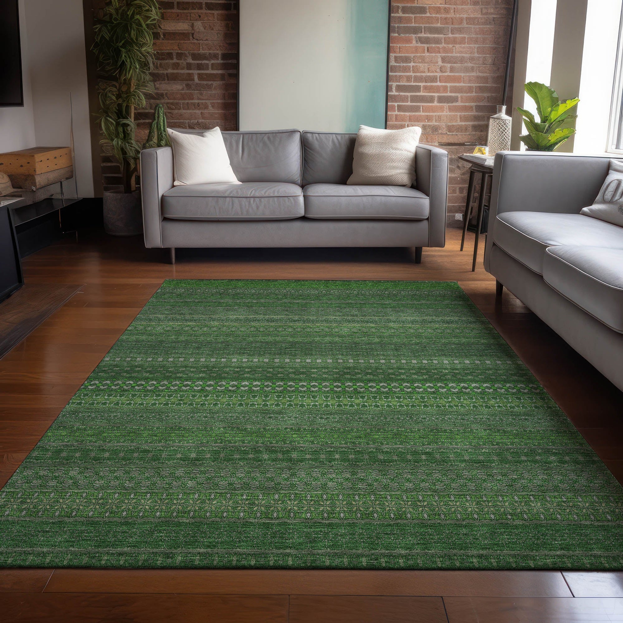 Addison Rugs Stripes Fern Washable Indoor-Outdoor Rug