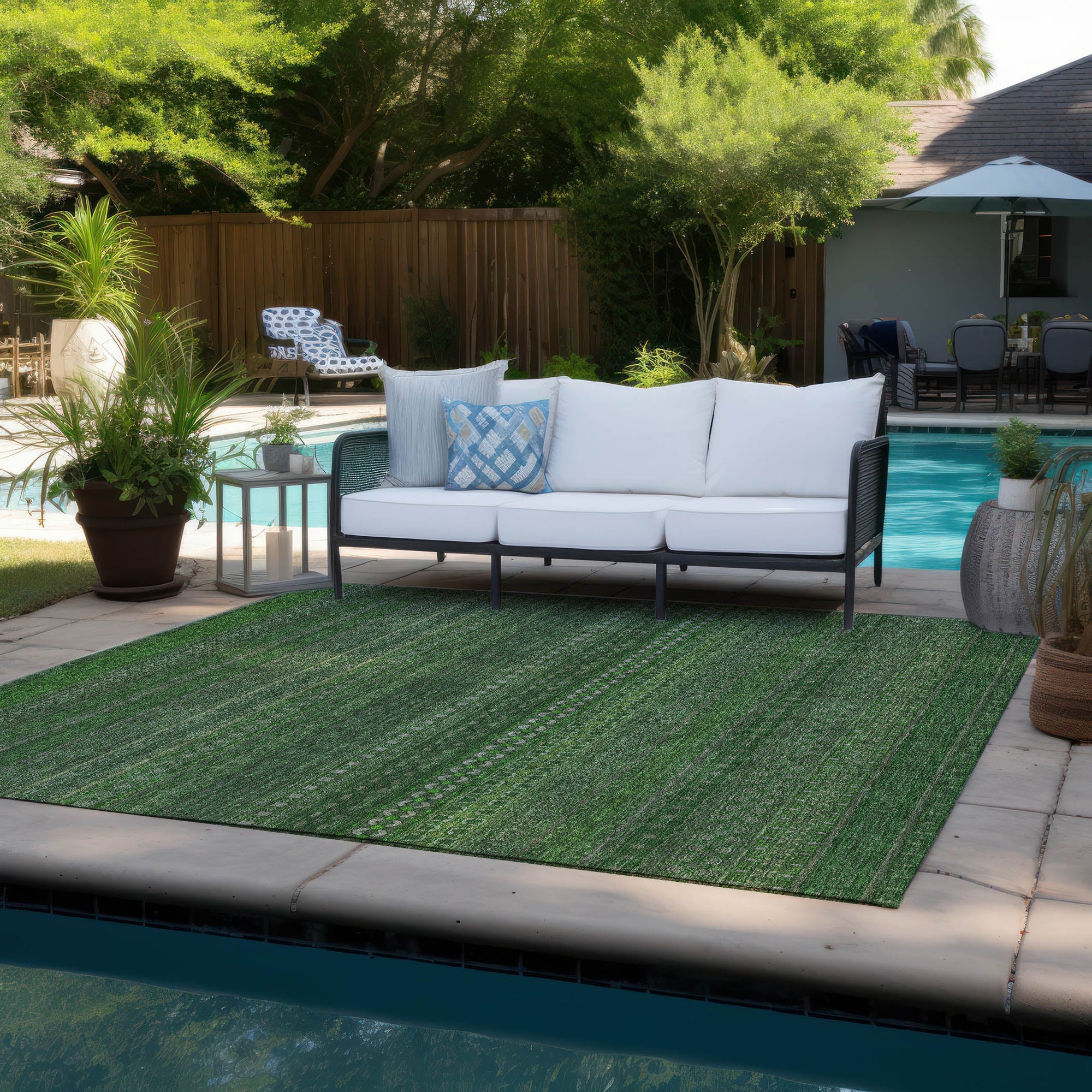 Addison Rugs Stripes Fern Washable Indoor-Outdoor Rug