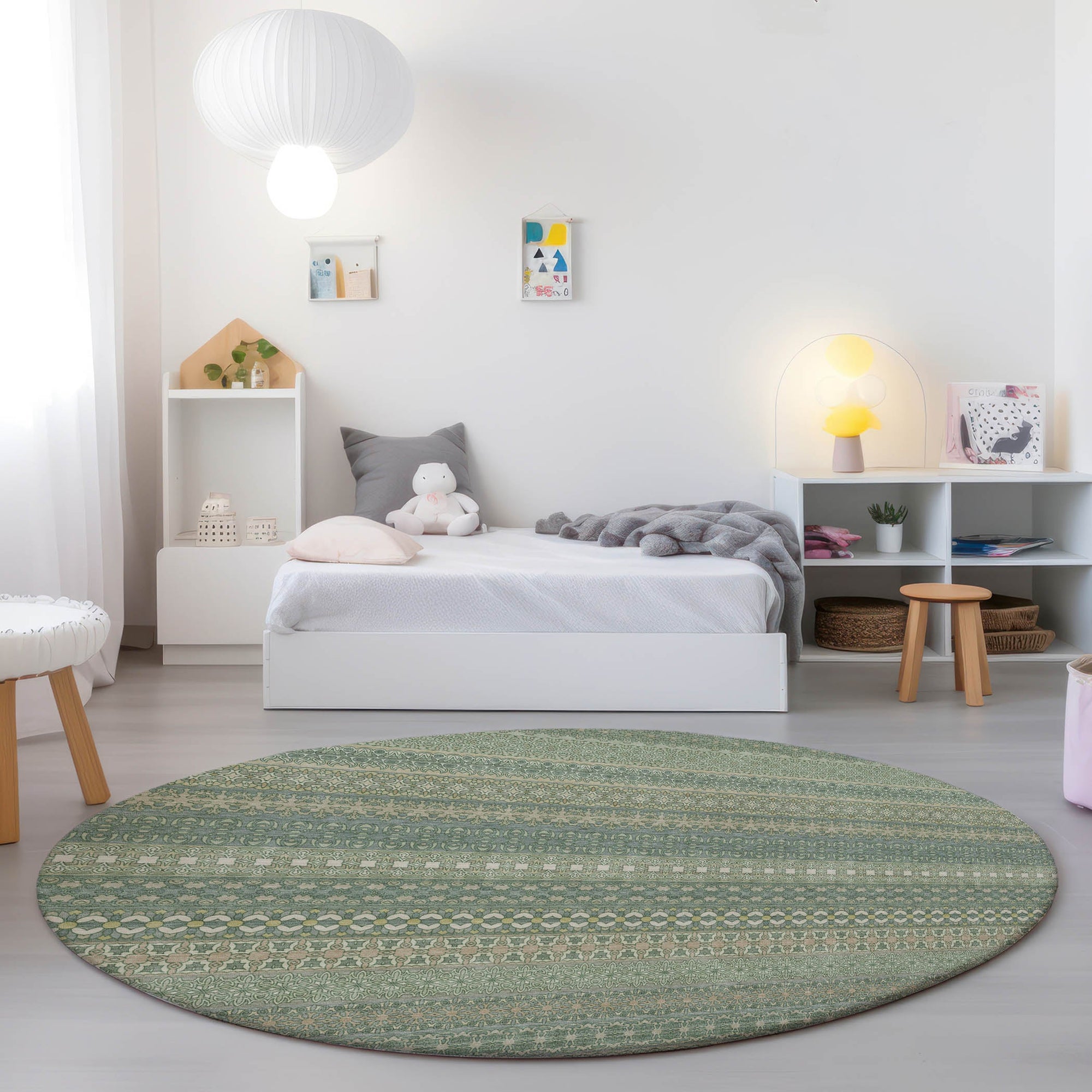 Addison Rugs Stripes Green Washable Indoor-Outdoor Rug