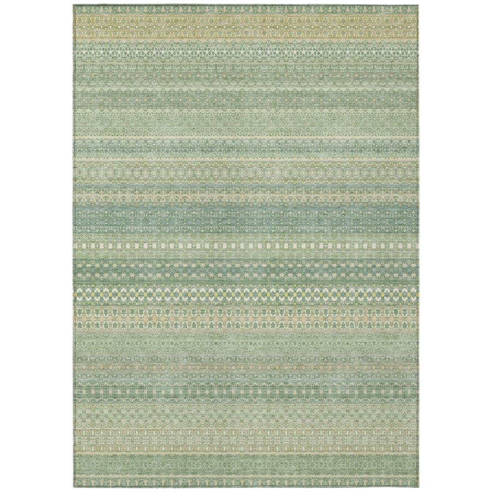 Addison Rugs Stripes Green Washable Indoor-Outdoor Rug