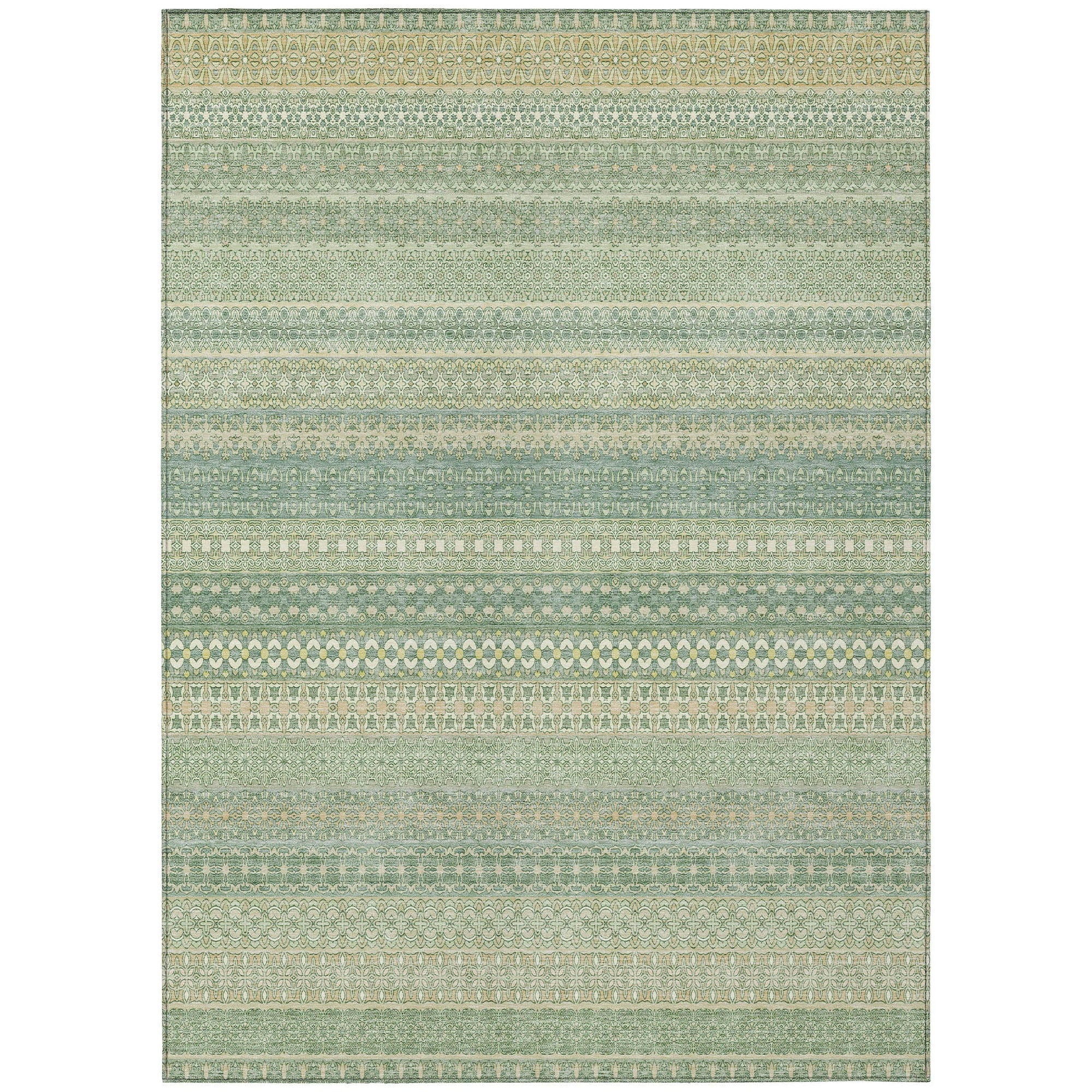 Addison Rugs Stripes Green Washable Indoor-Outdoor Rug