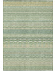 Stripes Green Washable Indoor-Outdoor Rug