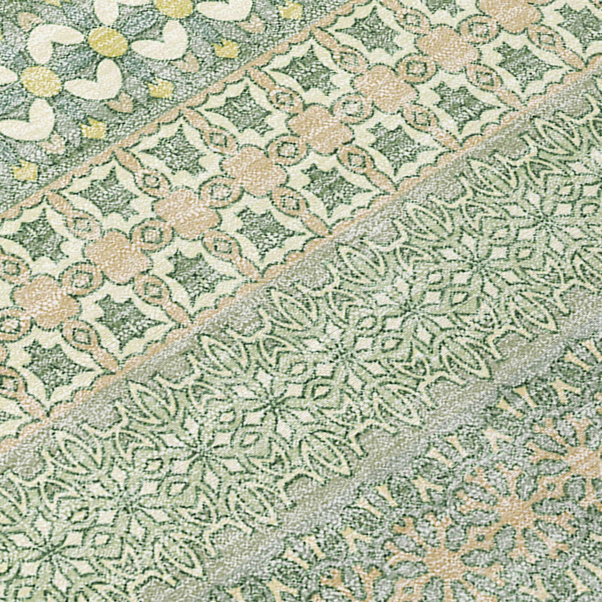 Stripes Green Washable Indoor-Outdoor Rug