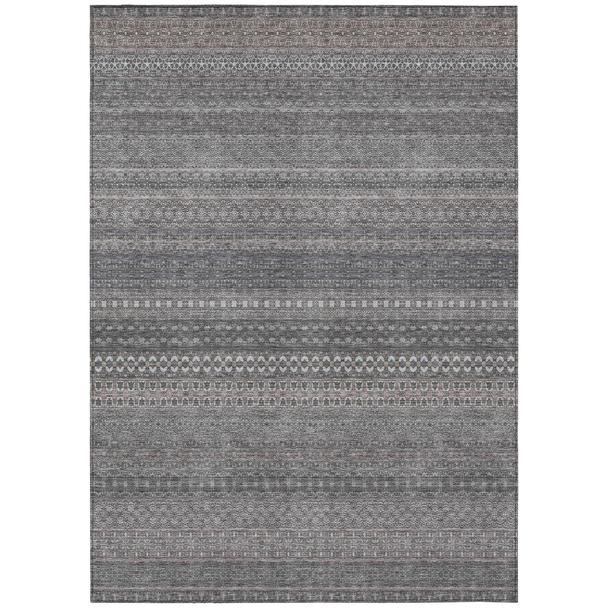 Addison Rugs Stripes Grey Washable Indoor-Outdoor Rug
