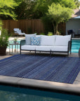 Stripes Navy Washable Indoor-Outdoor Rug