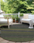Stripes Olive Washable Indoor-Outdoor Rug