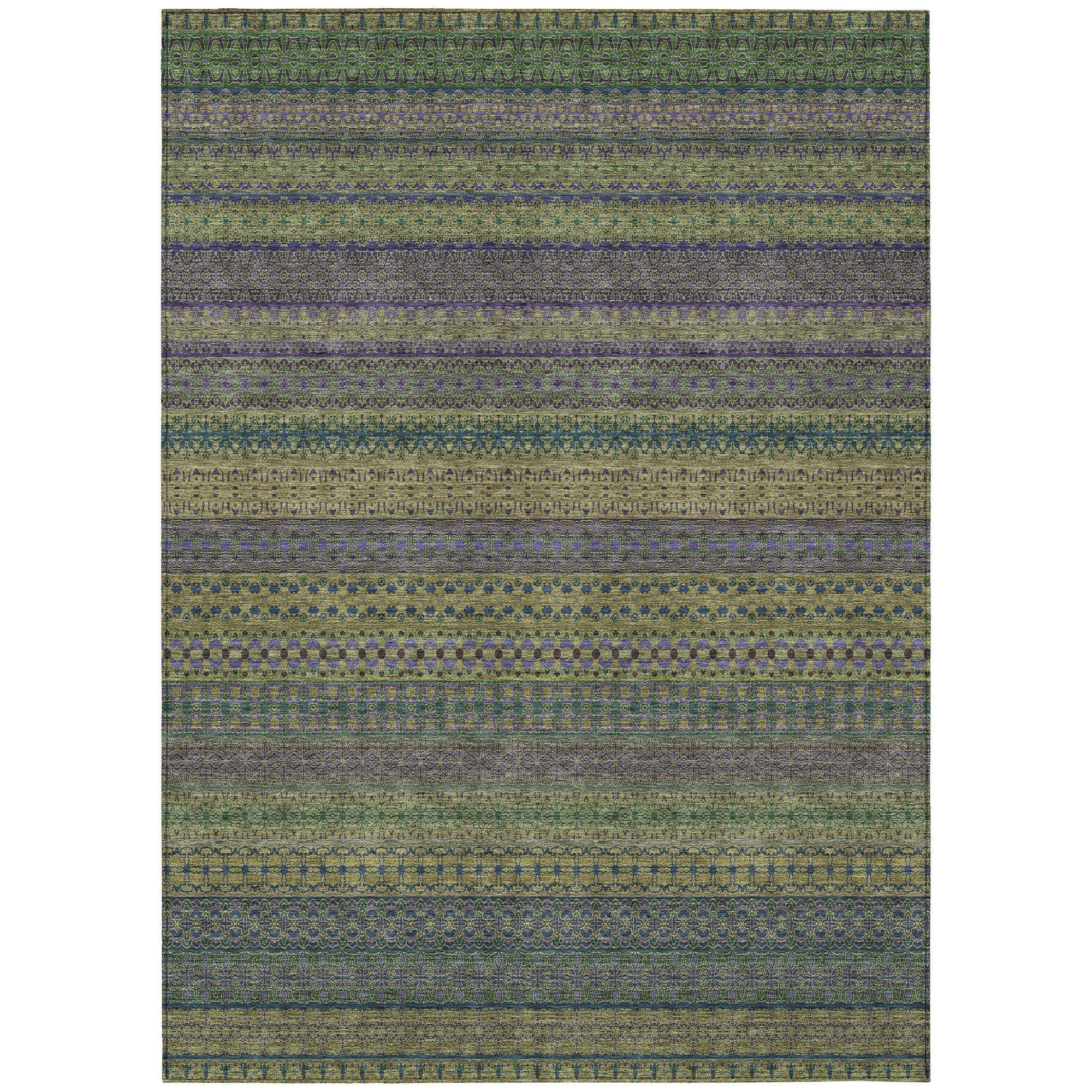 Addison Rugs Stripes Olive Washable Indoor-Outdoor Rug
