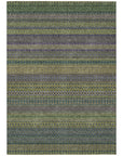 Stripes Olive Washable Indoor-Outdoor Rug