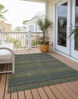 Stripes Olive Washable Indoor-Outdoor Rug