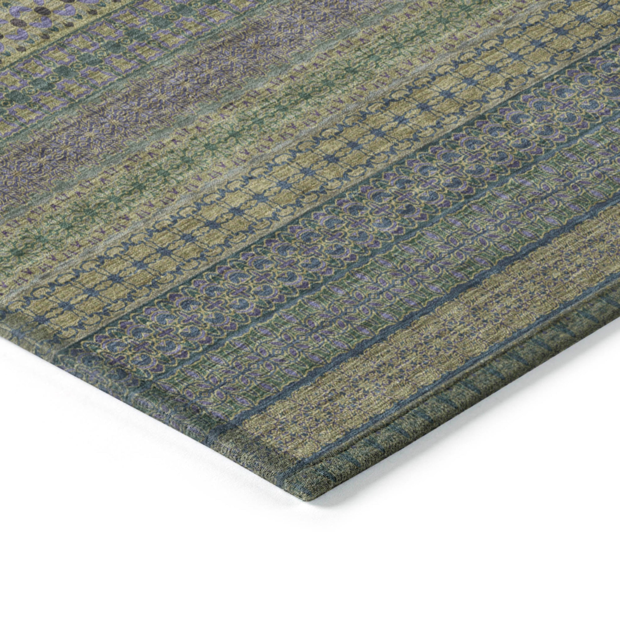 Addison Rugs Stripes Olive Washable Indoor-Outdoor Rug