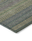 Stripes Olive Washable Indoor-Outdoor Rug
