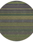 Stripes Olive Washable Indoor-Outdoor Rug