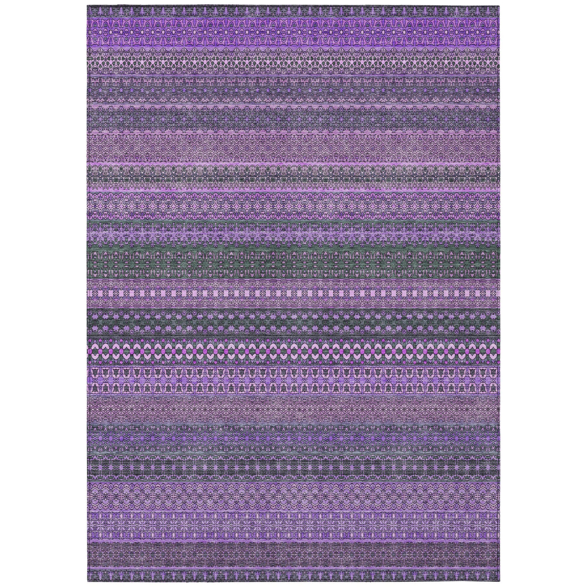 Addison Rugs Stripes Purple Washable Indoor-Outdoor Rug