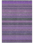 Stripes Purple Washable Indoor-Outdoor Rug
