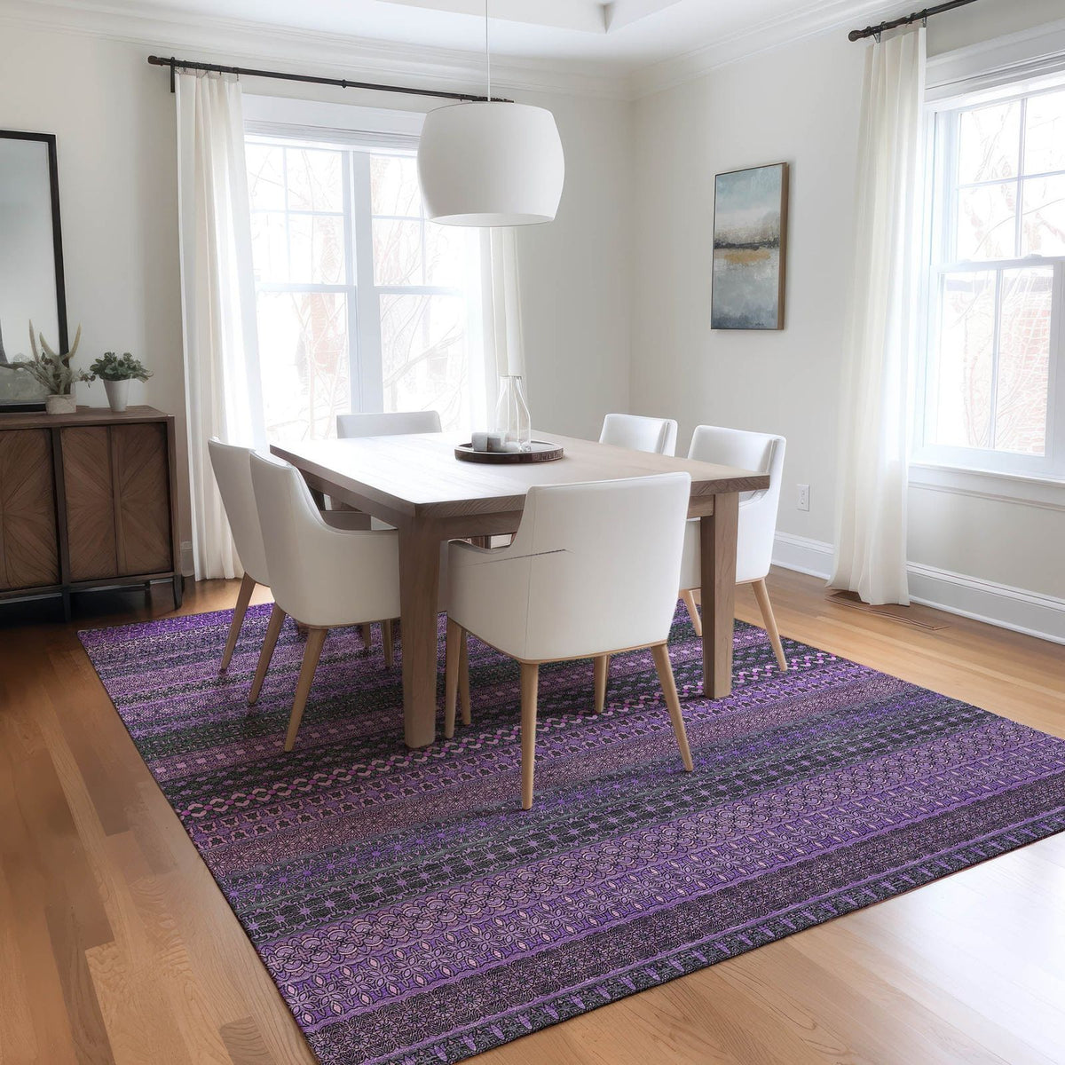 Addison Rugs Stripes Purple Washable Indoor-Outdoor Rug