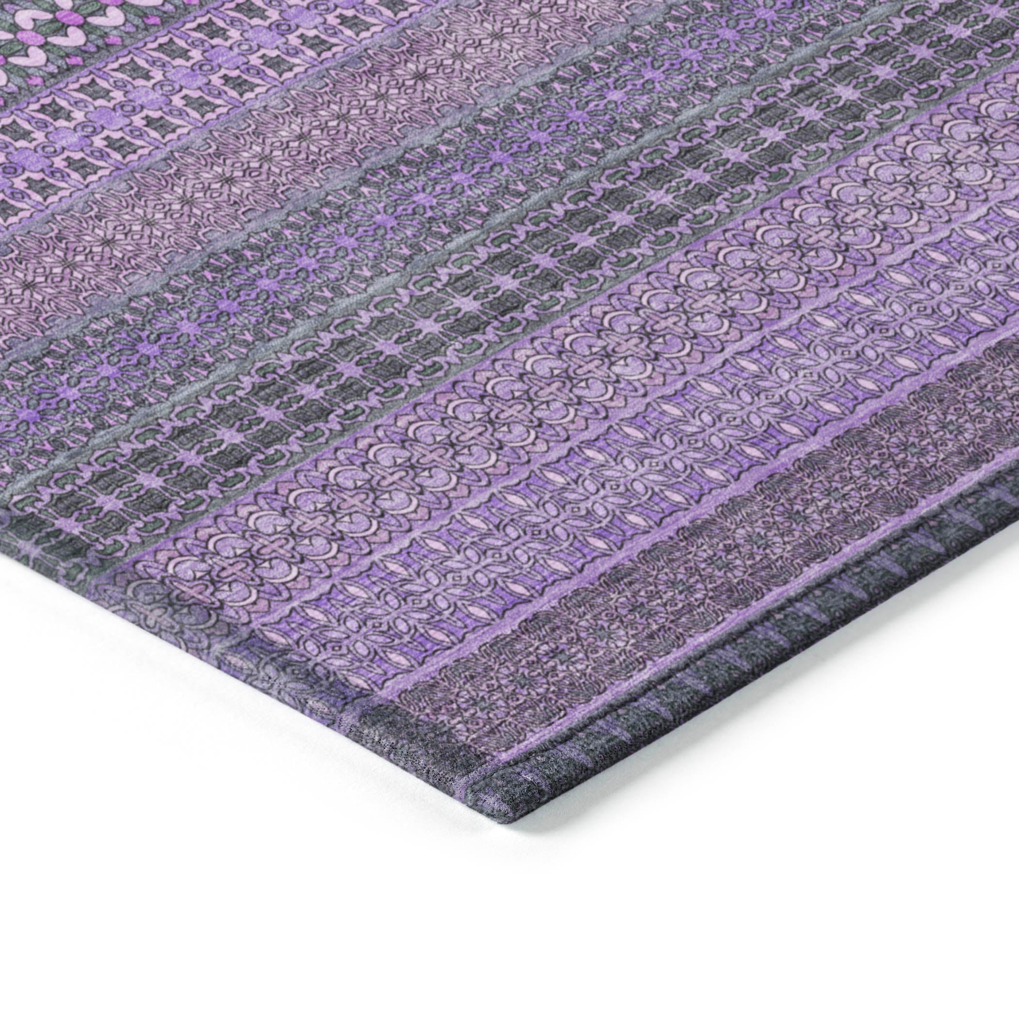 Stripes Purple Washable Indoor-Outdoor Rug