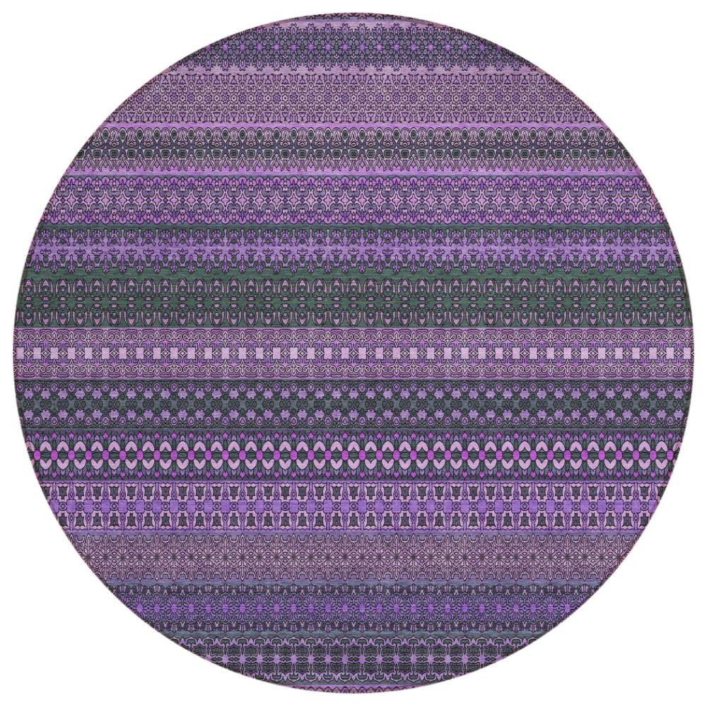 Addison Rugs Stripes Purple Washable Indoor-Outdoor Rug